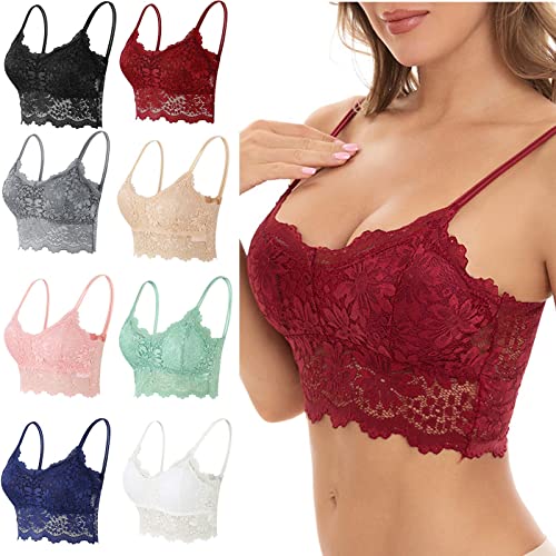 Damen Dessous Aus Spitze Sexy UnterwäSche Stilvolles Blumenmuster Weich AushöHlen Korsett Push Up BH Volle Abdeckung Komfort Gepolsterter BüGelFeste TräGer Perfekte Form von Routinfly