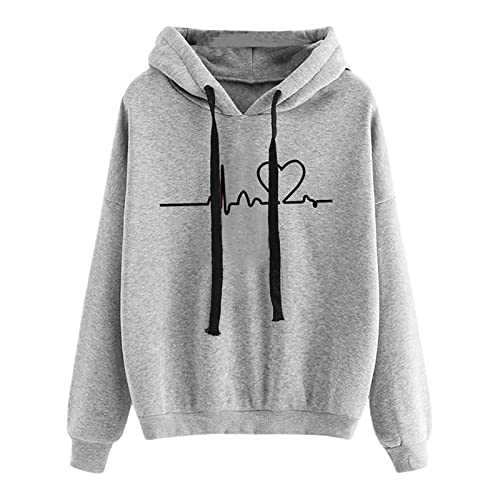 Damen Pullover Kapuzenpullover Mit Kordelzug LäSsige Kapuzenpulli Tops Mit Kapuze Mode Druck Sweatshirt Hoodie Oberteil Langarm Freizeitbluse Tops Sport Fitness Pullover Pulli Herbstoutfits Kleidung von routinfly