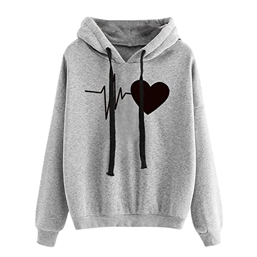 Damen Pullover Kapuzenpullover Mit Kordelzug LäSsige Kapuzenpulli Tops Mit Kapuze Mode Druck Sweatshirt Hoodie Oberteil Langarm Freizeitbluse Tops Sport Fitness Pullover Pulli Herbstoutfits Kleidung von routinfly