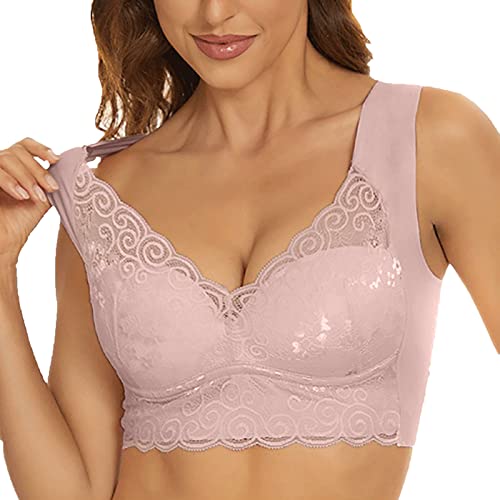 Damen Sport BH Sexy Spitzen BH V-Ausschnitt Push Up BH Ohne BüGel Alltags BH LäSsig Breite TräGer Wattiertes Bustier Bequeme UnterwäSche Stylischer Minimiser BH Passend FüR GroßE Und Kleine BrüSte von routinfly