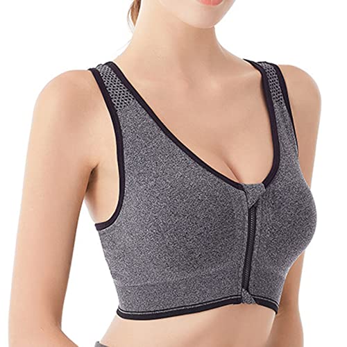 Damen Sport BH Zip Front Everyday Bra Frauen Push Up Front Closure Starker Halt Ohne Bügel Dessous Gepolsterte Nahtlos Weich Atmungsaktiv Drahtfrei BH Sommer Fitness Yoga Bralette Keine Ränder von routinfly