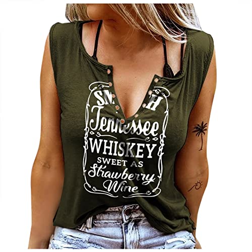 Damen Tank Top Sommer V Ausschnitt Ärmellose Sexy Oberteil Weste Damen Sommer Casual Locker Shirt Damen Whiskey Shirt Strand Vest Top Elegant Tunika Blusentop Mode Basic Blumendruck T Shirt von routinfly