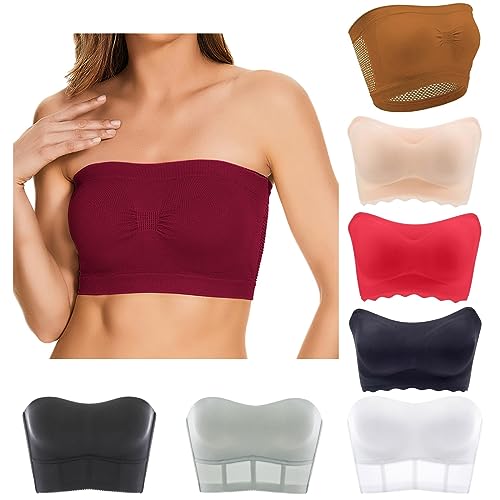 Damen TräGerlos Push Up Bandeau rutschfest Sport BH Alltag BH Volle UnterstüTzung Unsichtbar Sexy Dessous Ohne BüGel Nahtlose Tube Top RüCkenfrei Weiche ElastizitäT Bustier Sommer UltradüNne Bralette von routinfly