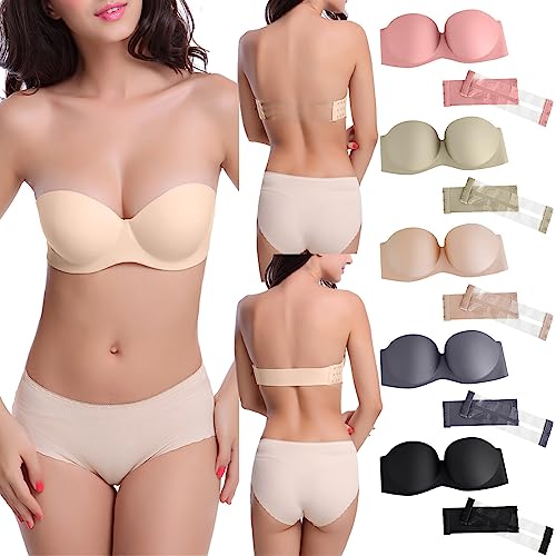 Damen TräGerlose BHS Bequem Nahtlos Bandeau BH Rutschfester Ohne BüGel BH Push Up BHS Comfy UnterwäSche Einfarbig Gepolstert Tube Top BH Sports BHS Elegant Sexy Bralette FüR Frauen Sommer Bandeau von routinfly