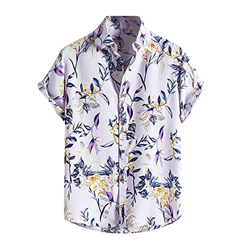 Herren Hawaii Hemd Herren Kurzarm Freizeithemd Sommer Bedruckt Button Down Strand Hemden Tops Vintage Revers T Shirt Plus Größe Classic Fit Shirt Festival Hemden Streetwear Outfit von routinfly