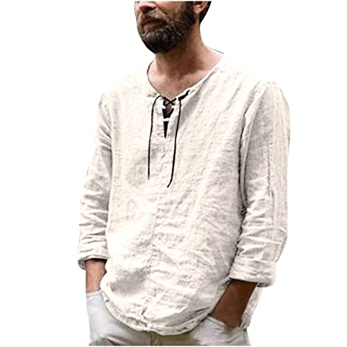 Men's Pullover Tether V-Neck Long Sleeve Casual Top Blouse Shirt Male Shirt Set Male Vest Undershirt Zierlich Halbe ÄrmelFilz von Routinfly