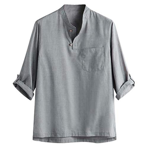 Neu Herren Sieben-Cent-Bluse, Männer Sommer-Neuer Art-Mode-Reine Baumwolle und Hanf-Spitzen-T-Shirt von Routinfly