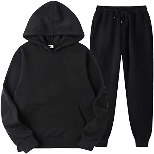 routinfly Damen-Sport-Outfits, 2er-Set, Rundhalsausschnitt, langärmlige Taschen, Kapuzenpullover + elastische Hosen, Sliming Fit, Anzug, Trainingsanzüge, Sweatshirt und Jogginghose, Winteranzug von routinfly