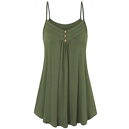 routinfly Damen Tanktop In ÜBergrößE Einfarbig Sommer äRmellose Weste Knopf Rundhalsbluse LäSsig Lockere Passform LäSsiges TräGerloses Crop Top Sexy Blusenshirt RüSchen V Ausschnitt Cami S 5XL von routinfly