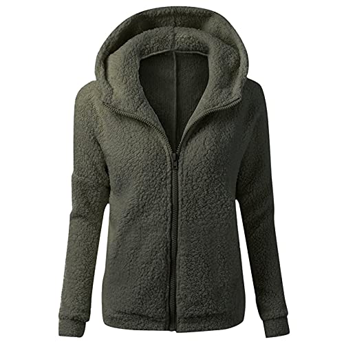 routinfly Frauen Fuzzy Fleece Mantel Strickjacke Langarm Hoodie Wollmantel Frauen Plus GrößE Hoodie Winter Damen Mody Mody Color ReißVerschluss Up Sweatshirt Warme Tops von routinfly