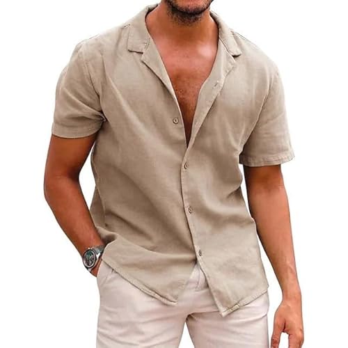 routinfly Herren Kurzarm Business Hemden Herren Revers Knopf Hemd Top Schlichtes Basic Hemd Herren Sommer Lässig Hemd Bluse Mode Täglich Knitterfrei Hemd Atmungsaktiv Leichtes Strandhemd von routinfly