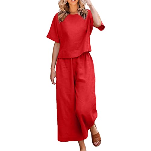 routinfly Hosenanzug Damen Loungewear Damen Set Damen Hose Elegant Outfit 2 Teiler Damen Set Hose Und Oberteil Zweiteiler Damen Sommer Hose Und Top Leinen Top Sommer Bauchfrei Sportanzug GroßE GrößEn von routinfly