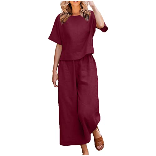 routinfly Hosenanzug Damen Loungewear Damen Set Damen Hose Elegant Outfit 2 Teiler Damen Set Hose Und Oberteil Zweiteiler Damen Sommer Hose Und Top Leinen Top Sommer Bauchfrei Sportanzug GroßE GrößEn von routinfly