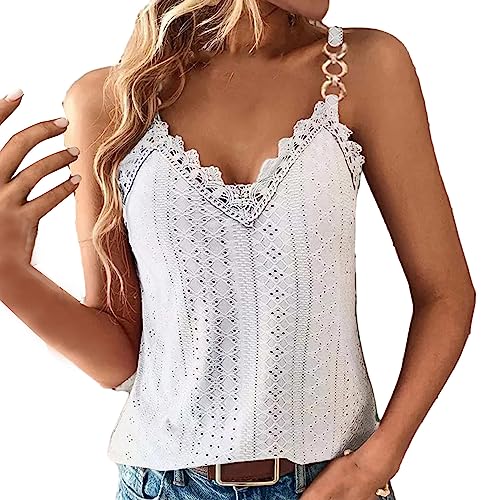 Sommertops Damen Luftig Tank Tops Sexy ÄRmelloses Oberteile V-Ausschnitt Blusen T-Shirt Basic Cami Sommer Tops Mode Elegant Weste Oberteile Causal Arbeit Bluse Tops Ohne äRmel Schlanke Passform von routinfly