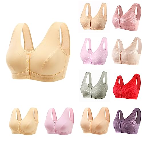 Sport BH Damen Frontverschluss Spitzen BH Ohne Bügel Damen Full Cup Print gepolsterte Wäsche Ohne Ränder Damen Plus Größe Wirefree Push Up BH Shaping Cup Bralette Soft Atmungsaktiv Everyday BH von routinfly