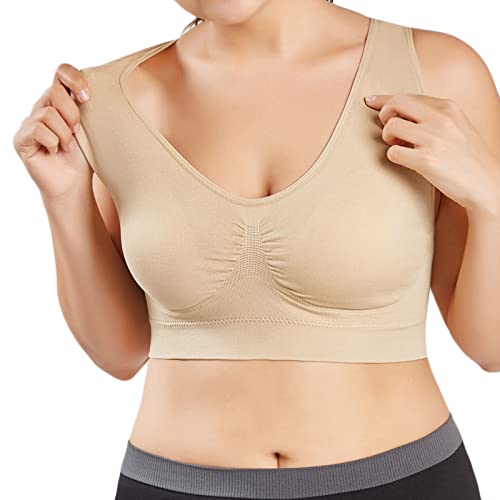 Sport BH Ultradünner Yoga BH Push Up BH Damen Nahtloser Alltags BH Ohne Bügel Vollschalen Elastizität Bustier Leichter Komfort Gepolsterter Drahtloser Bralette Plus Größe Sexy Dessous von routinfly