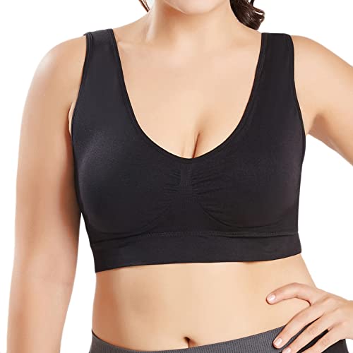 Sport BH Ultradünner Yoga BH Push Up BH Damen Nahtloser Alltags BH Ohne Bügel Vollschalen Elastizität Bustier Leichter Komfort Gepolsterter Drahtloser Bralette Plus Größe Sexy Dessous von routinfly