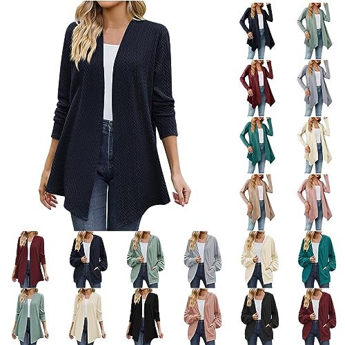 Winterjacke Damen Langarm Offene Vorderseite Strickjacken Weicher Locker Drapierter Mantel Oberbekleidung Frauen Mode LäSsiger DüNner Mantel Eleganter Warmer ÜBergang Jacke FüR FrüHling Herbst von routinfly