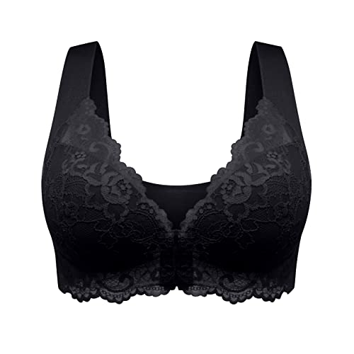 Wmbra BH Damen Push Up Bequemer Spitzen BH Bralette Ohne Bügel Frontverschluss Geformte Cups BH Sport BH Nahtlos Tief V Sexy Dessous Leichter Bequemer Alltags BH Rückenfreier BH von routinfly