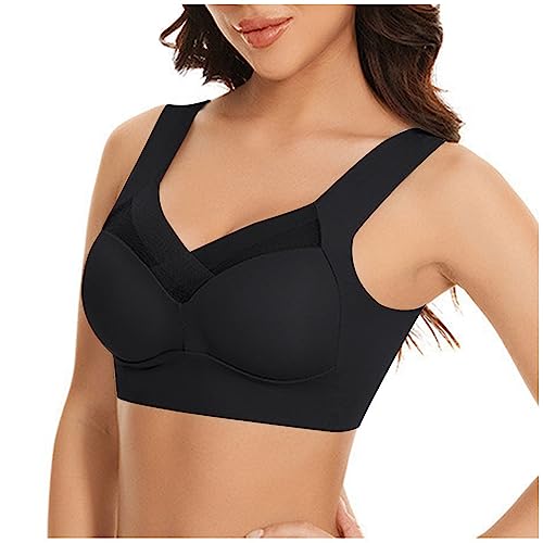 Wmbra BH Haltungskorrektur BH Damen Nahtloser Spitzen BH ohne Bügel Damen Push Up BH Gepolsterter Weicher Atmungsaktiver Sport BH Alltags BH Für Senioren Sexy Dessous Bralette Keine Ränder von routinfly