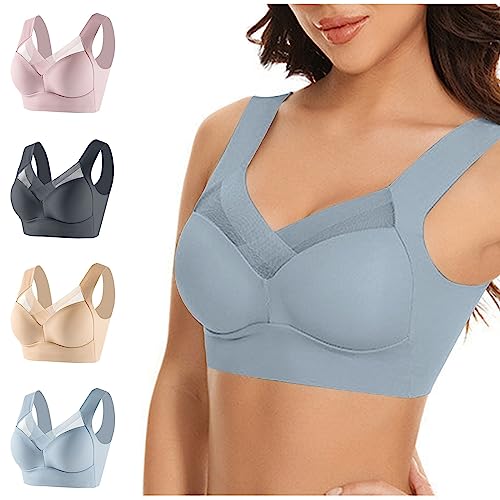 Wmbra BH Haltungskorrektur BH Damen Nahtloser Spitzen BH ohne Bügel Damen Push Up BH Gepolsterter Weicher Atmungsaktiver Sport BH Alltags BH Für Senioren Sexy Dessous Bralette Keine Ränder von routinfly