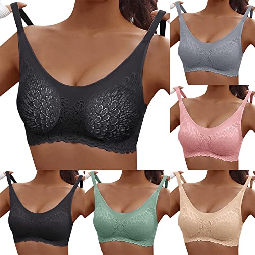 Wmbra Haltungsverbessernder BH Damen Push Up Sport BH Elastizität Bustier Leichte Gepolsterte Unterwäsche Ohne Bügel Formgebender Spitzen BH Nahtloser Ultra Dünner Alltags BH Sexy Unterwäsche von routinfly