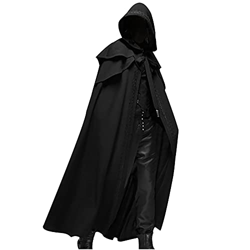 routinfly Langer Kapuzenumhang für Herren, Cardigan, Halloween-Kostüme, Cosplay-Weihnachten, lässiger Umhang, Party, Retro, Gothic, Jacke, lose Bühnen-Outfit von Routinfly