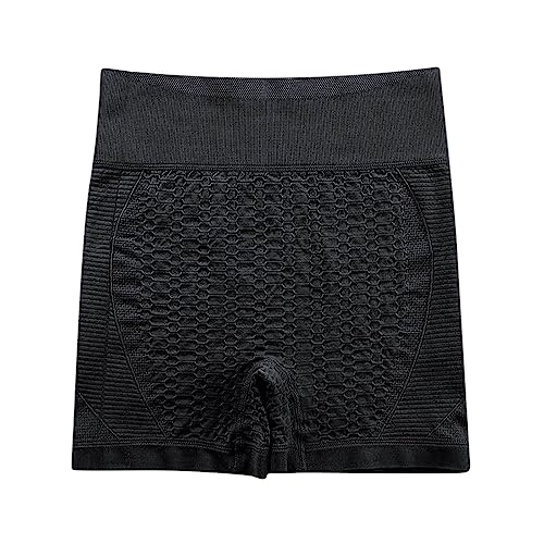 routinfly Shaping Shorts Boxershorts Nahtlose Shapewear Shorts Fiber Graphene Repair Hip Lifting Pant Sommer Bauchstraffung Komfortabel Atmungsaktiv Hohe Taille Shorts One Size (40-70kg) (Schwarz) von routinfly