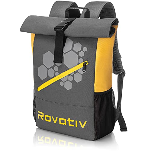 Rovativ® Rolltop Rucksack mit extra gepolstertem Laptop-Fach I recycelt | Top für dein Studium | Für Damen und Herren I zum einrollen I wasserabweisend von Rovativ