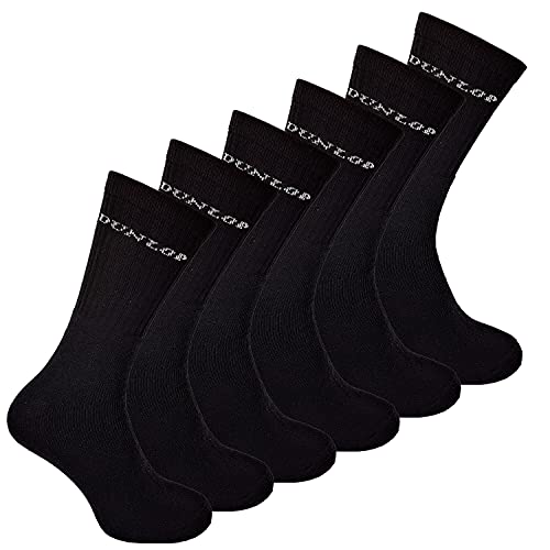 Rovial 6 Paar Dunlop Sportsocken Herren Socken Tennissocken Laufsocken Outdoorsocken Arbeitssocken Freizeitsocken Baumwolle Schwarz Gr. 41-45 von Rovial