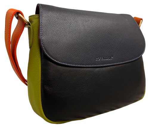Rowallan Damen Medium Soft Leather Flap Structured Rainbow Crossbody Bag, multi, 28cm von Rowallan