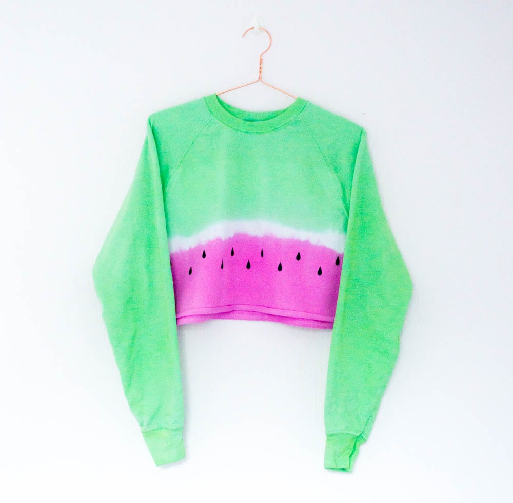 Tie Dye Wassermelonen Crop Sweater Dip Sommer Sweatshirt Festival Hippie von RowanAndRust