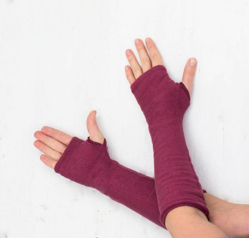 Bio Baumwolle Tencel Fleece Armstulpen ~ Doppelt Gefüttert Fingerlose Handschuhe Warm Vegan Ohne Tierversuche Unisex Geschenk von RowanGreyClothing