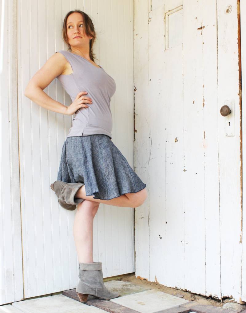 Bio-Jeans-Skater-Rock - Minirock Hanf Und Bio-Baumwolle Leichter Denim von RowanGreyClothing