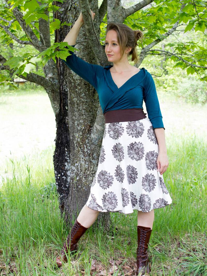 Musterverkauf - Versandfertig Größe Wählen 3/4 Ärmel Dahlia Wickelkleid Bio-stoff Eco Fashion Von Rowan Gray von RowanGreyClothing