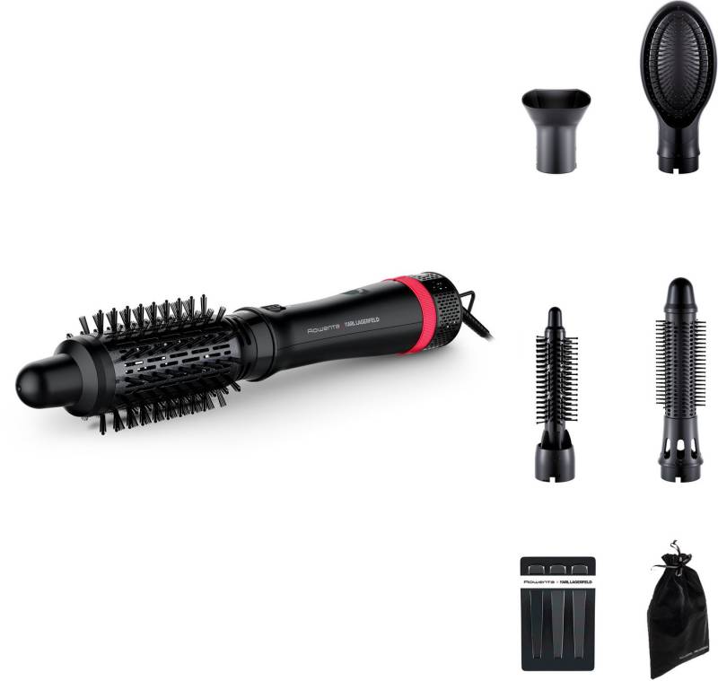 Rowenta Warmluftbürste Rowenta x Karl Lagerfeld Express Style Warmluftbürste, 5-in-1 Bürste, Keratin & Glow-Beschichtung, konstanter Luftstrom, CF635L von Rowenta