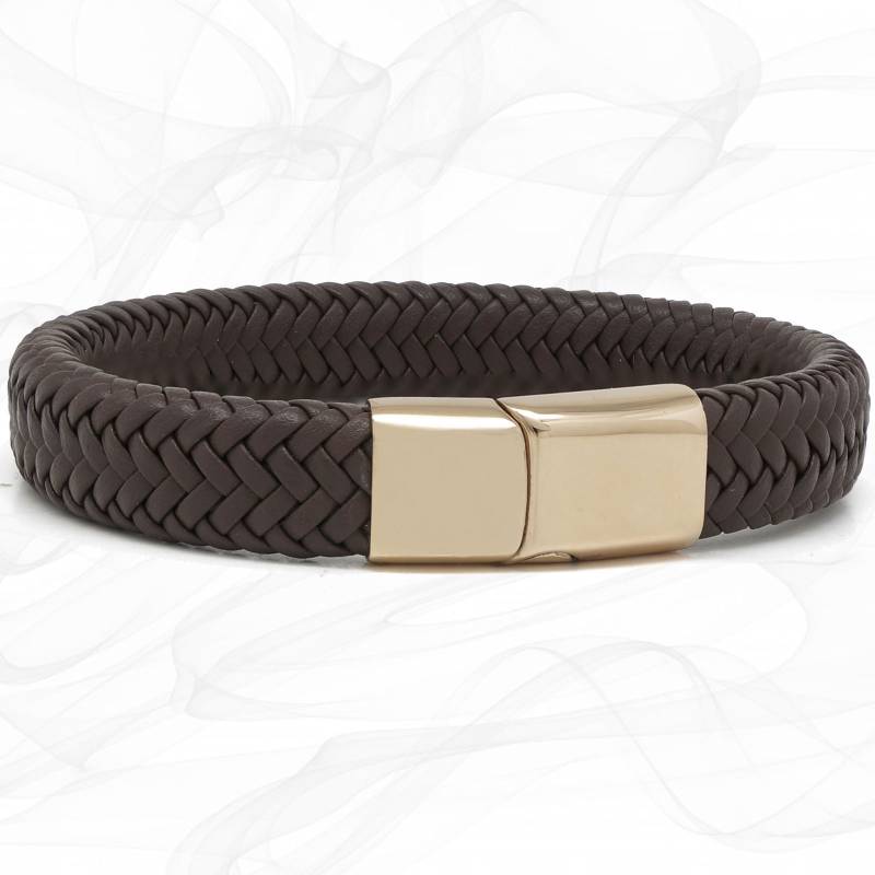 Braunes Premium Lederarmband Geflochten - Roségold Magnetverschluss Für Herren Oder Jungen Geschenk 17, 19, 21, 23 cm Von Roxcs Tn004 von RoxcsGifts