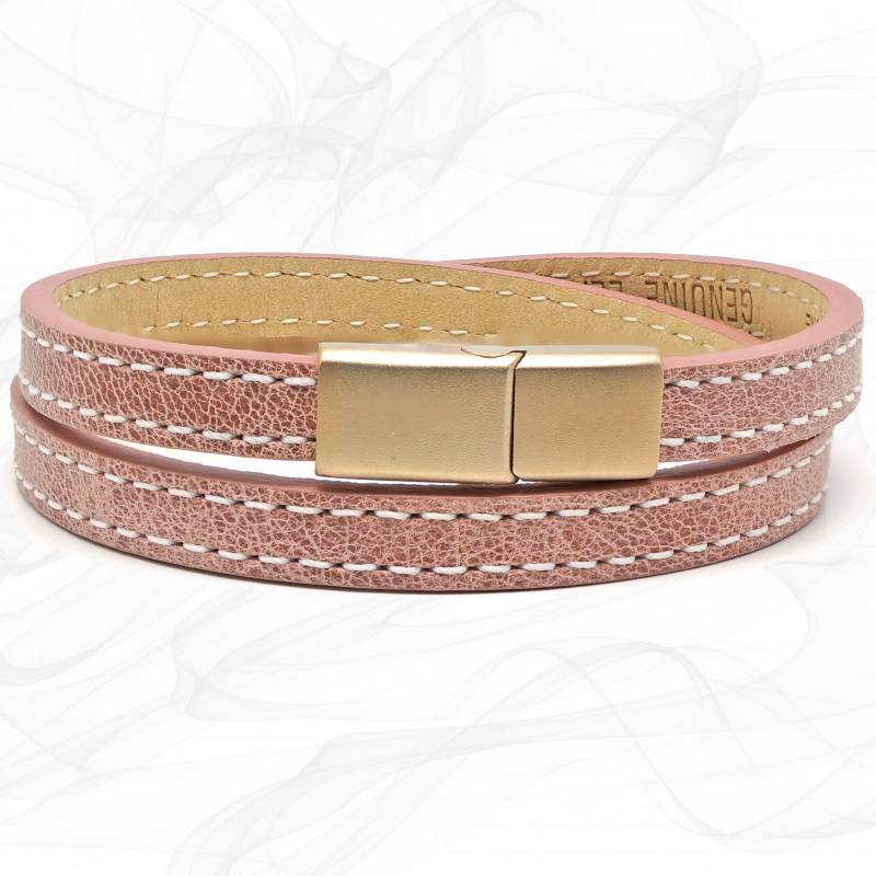 "Lavender Leder Armband Für Frauen - Flaches Lederarmband Gefrosteter Magnetverschluss Rosé Gold Breite 19 cm Von Roxcs Al001." von RoxcsGifts