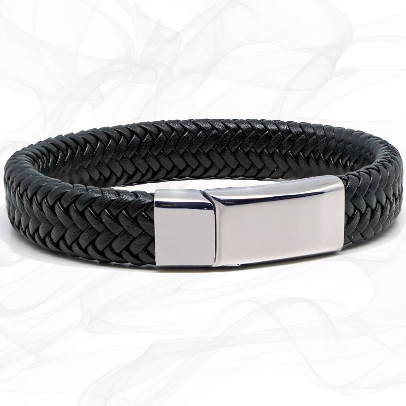 Schwarzes Geflochtenes Premium Weiches Wasserdichtes Lederarmband Und Geschenkbeutel Für Männer Oder Jungen - Schiebe-stahl-Magnetverschluss Von von RoxcsGifts
