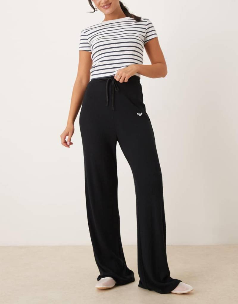 ROXY - Rise & Vibe New - Gerippe, weit geschnittene Sporthose in Anthrazit-Schwarz von Roxy