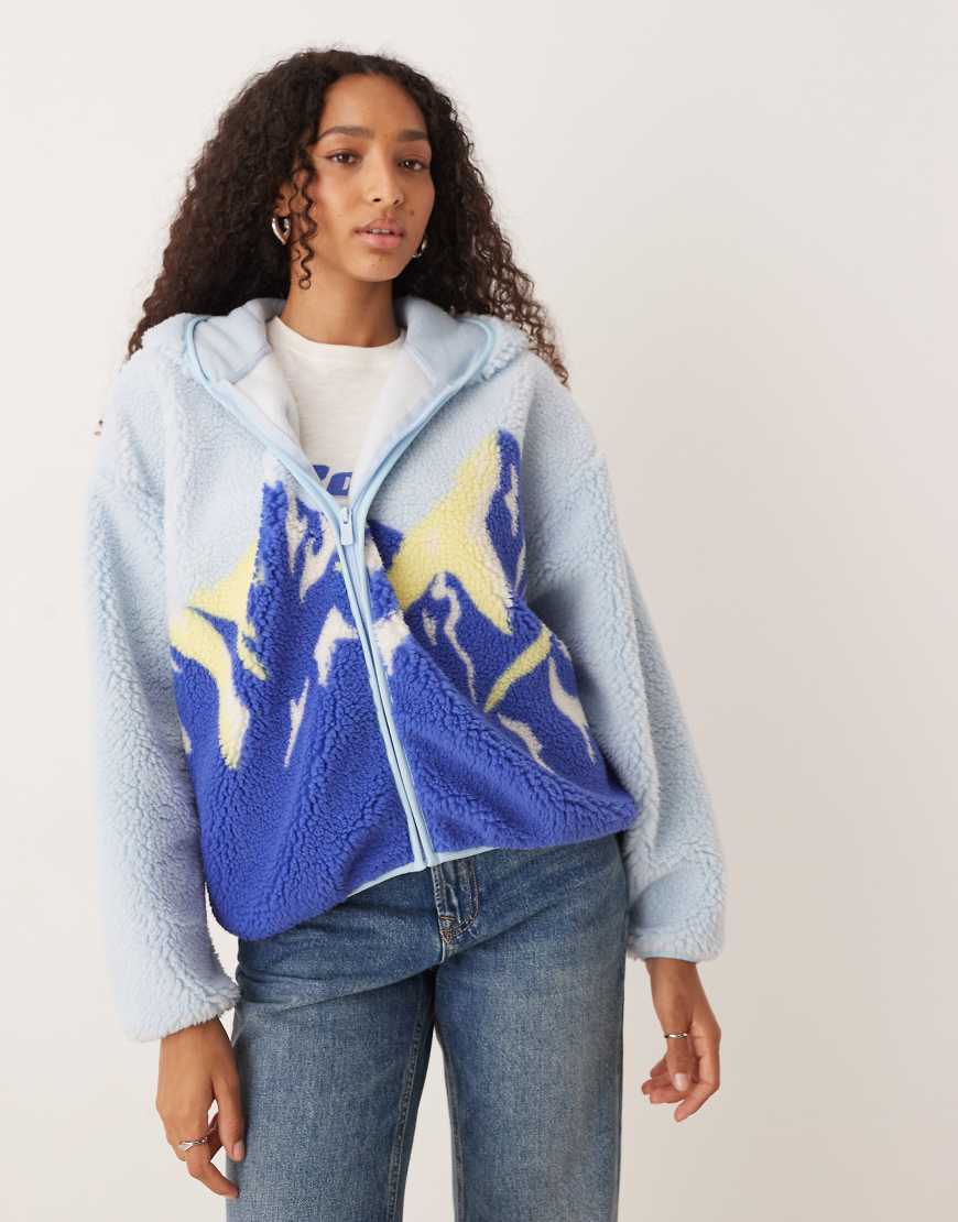 Roxy - Chloe Kim - Kapuzenjacke aus Polarfleece in Eiswasser-Blau von Roxy