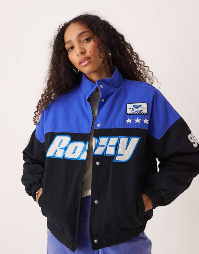 Roxy - Chloe Kim - Relaxed-Fit-Bomberjacke im Motor-Stil, in True Black-Schwarz von Roxy