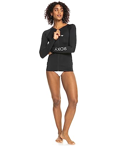 Roxy Damen Essentials Langarm-Rashguard mit Reißverschluss, Anthrazit 233, Medium von Roxy