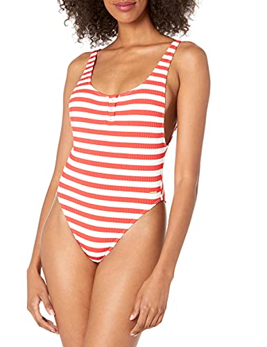 Roxy Damen Hello July Einteiliger Badeanzug, Mohnblumenrot Vicky Stripes 212, Medium von Roxy