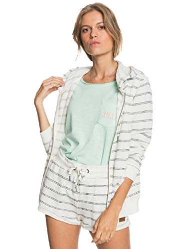 Roxy Damen Perfect Wave Zip-up Hoodie Kapuzenpullover, Snow White Horiz Will Stripes, Small von Roxy