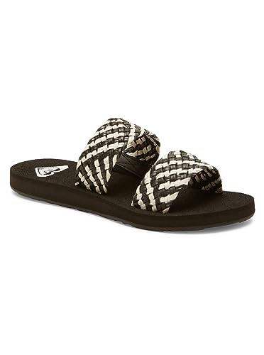 Roxy Damen Porto Slide II Sandale, Black/White, 37 EU von Roxy