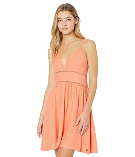 Roxy Damen Silbernes leichtes gewebtes Trägerkleid Lässiges Kleid, Papaya Punch, L von Roxy