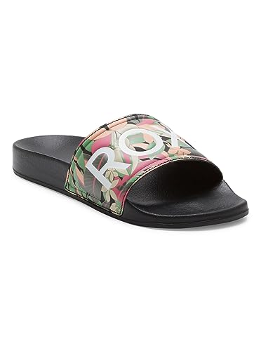 Roxy Damen Slippy Sandale, Black/PINK/Soft Lime, 36 EU von Roxy