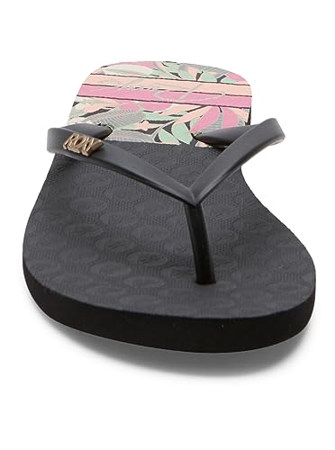 Roxy Damen Viva Printed Sandale, Black/PINK/Soft Lime, 38 EU von Roxy