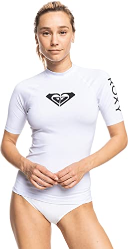 Roxy Damen Whole Hearted Rashguard mit kurzen Ärmeln Rash-Guard-Shirt, Hellweiß 22, Medium von Roxy